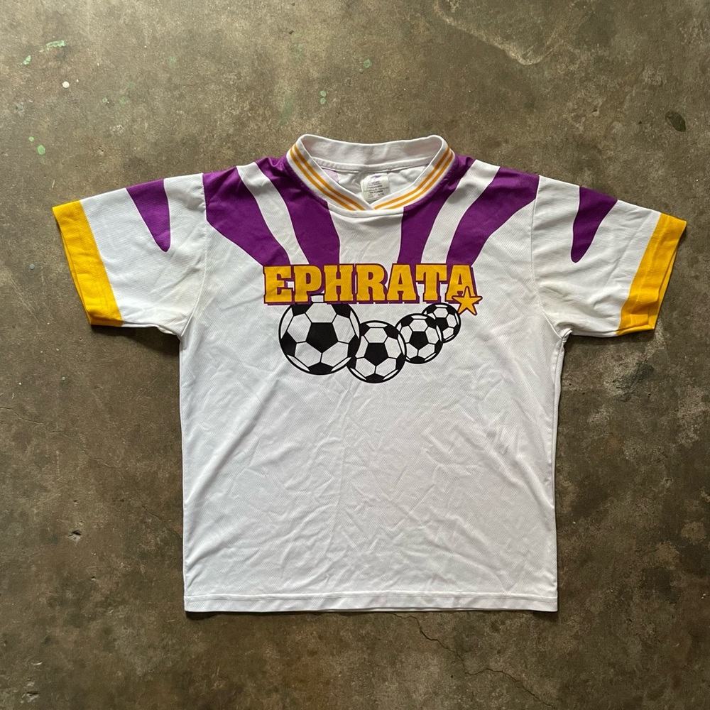 Vintage Medium Yellow / Purple Cropped Soccer Jersey
